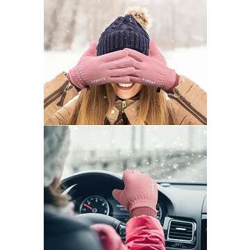 TOBEHIGHER Winter Gloves Women Men - Winter Gloves for Women Cold Weather, Large Touch Screen Solid ...