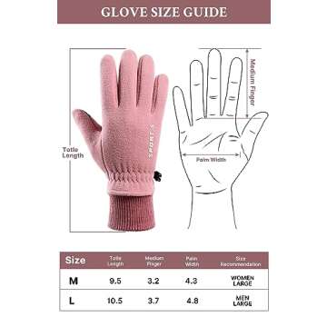 TOBEHIGHER Winter Gloves Women Men - Winter Gloves for Women Cold Weather, Large Touch Screen Solid Lightweight Waterproof Thermal Ski Gloves for Running Cycling Outdoor Activities, Pink