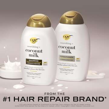 OGX Nourishing + Coconut Milk Shampoo & Conditioner Set, 13 Fl Oz (Pack of 2) (packaging may vary), ...