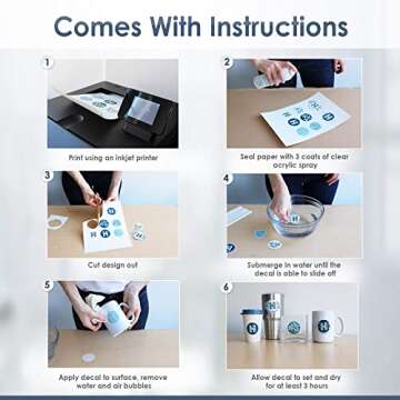 Hayes Paper, Waterslide Decal Paper INKJET WHITE 20 Sheets Premium Water Slide Transfer Paper, Bright White, A4 Size, 8.25 x 11.7 Inch