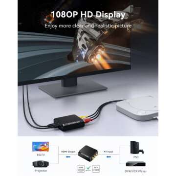 WENTER RCA to HDMI Converter, 1080P AV to HDMI Converter, Mini Composite CVBS Audio Video Adapter Su...