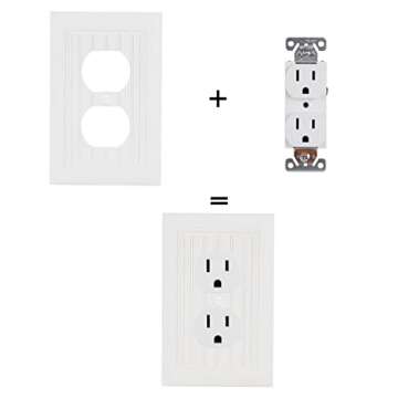Bates- Classic Beadboard Single Duplex Wall Plate, 4 Pack, White Outlet Covers, Outlet Wall Plate, Outlet Covers, Outlet Plate, Electrical Outlet Cover Plates, Wall Outlet Cover, Duplex Outlet Cover.