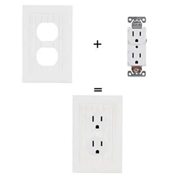 Bates- Classic Beadboard Single Duplex Wall Plate, 4 Pack, White Outlet Covers, Outlet Wall Plate, Outlet Covers, Outlet Plate, Electrical Outlet Cover Plates, Wall Outlet Cover, Duplex Outlet Cover.