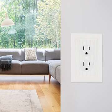 Bates- Classic Beadboard Single Duplex Wall Plate, 4 Pack, White Outlet Covers, Outlet Wall Plate, Outlet Covers, Outlet Plate, Electrical Outlet Cover Plates, Wall Outlet Cover, Duplex Outlet Cover.