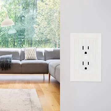 Bates- Classic Beadboard Single Duplex Wall Plate, 4 Pack, White Outlet Covers, Outlet Wall Plate, Outlet Covers, Outlet Plate, Electrical Outlet Cover Plates, Wall Outlet Cover, Duplex Outlet Cover.