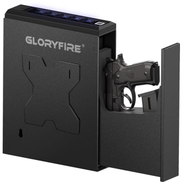 GLORYFIRE Gun Safe Biometric Pistol Safe, Mounted Nightstand Quick Access Handgun Safe and Gun Lock ...