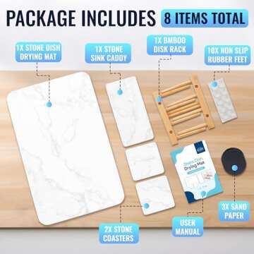 Stonite Dish Drying Mat Bundle - Elegant & Practical