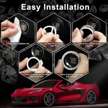 LivTee Crystal Rhinestone Car Start Stop Decoration Ring