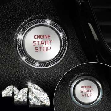 LivTee Crystal Rhinestone Car Start Stop Decoration Ring