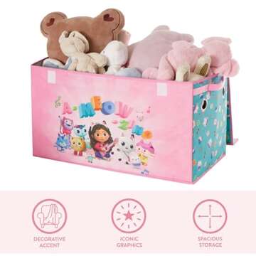 Idea Nuova Gabbys Dollhouse Collapsible Childrens Storage Trunk, Durable with Soft Lid, 28.5"x14.5"x16"