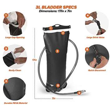 Tactical Molle Hydration Pack Backpack with 3L Water Bladder. Lightweight & Durable Military Daypack Keeps Water Cold Up to 4 Hours | for Hiking Running Cycling Camping Biking