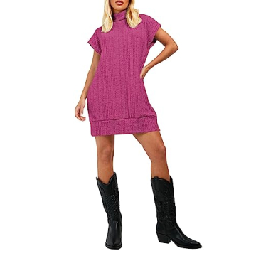 Pink Queen Women's Turtleneck Oversized Sweater Dress for Stylish Comfort