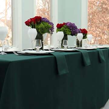 Kadut Cloth Napkins - 17 x 17 Inch Hunter Green Solid Washable Polyester Dinner Napkins - Set of 12 Napkins with Hemmed Edges - Great for Weddings, Parties, Holiday Dinner & More (Hunter Green)
