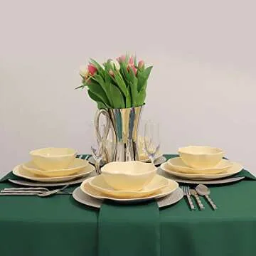 Kadut Cloth Napkins - 17 x 17 Inch Hunter Green Solid Washable Polyester Dinner Napkins - Set of 12 Napkins with Hemmed Edges - Great for Weddings, Parties, Holiday Dinner & More (Hunter Green)