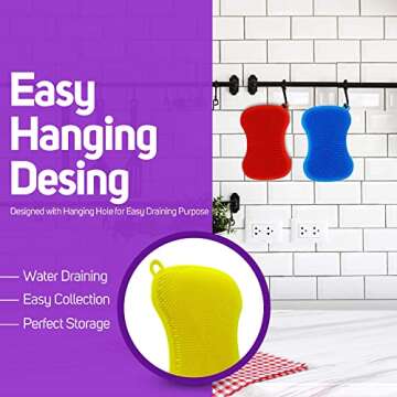 Silicone Sponge Dish Washing Kitchen Scrubber Sponges Kitchen Dish Scrubber Brush Kitchen Sponge