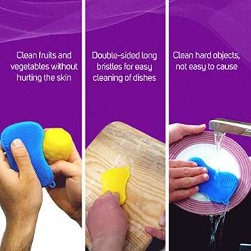 Silicone Sponge Dish Washing Kitchen Scrubber Sponges Kitchen Dish Scrubber Brush Kitchen Sponge