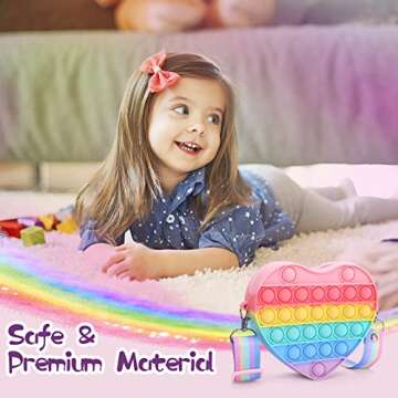 Lakdun Pop Purse for Girls Crossbody Bag, Kindergarten Graduation Gifts, Heart Pop On Its Shoulder Bags Fidget Purse Toys Push It Bubble Handbags for Kids Party Favors School Pop Fidget Toys for Girls