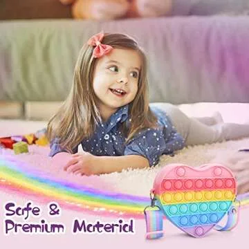 Lakdun Pop Purse for Girls Crossbody Bag, Kindergarten Graduation Gifts, Heart Pop On Its Shoulder Bags Fidget Purse Toys Push It Bubble Handbags for Kids Party Favors School Pop Fidget Toys for Girls