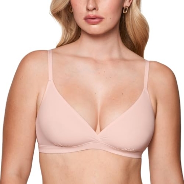 INLYRIC Women's Inbarely Triangle Bralette Comfortable Unlined V Neck Wireless Smoothing Bra Top Str...