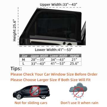 2Pack Large Car Window Screen Mesh 41" to 53", for Large SUV, Pickup, Truck, Minivan, Car Window Sun...