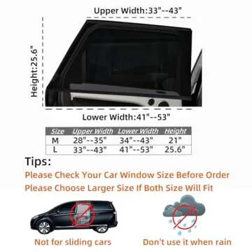 2Pack Large Car Window Screen Mesh 41" to 53", for Large SUV, Pickup, Truck, Minivan, Car Window Sun...