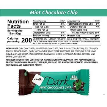 NuGo Dark Mint Chocolate Chip Protein Bar - Vegan Treats