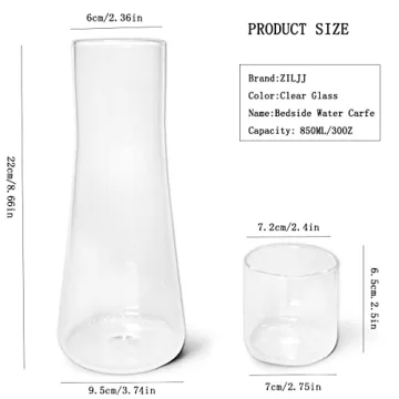 Elegant ZILJJ 850ml Bedside Water Carafe Set for Home