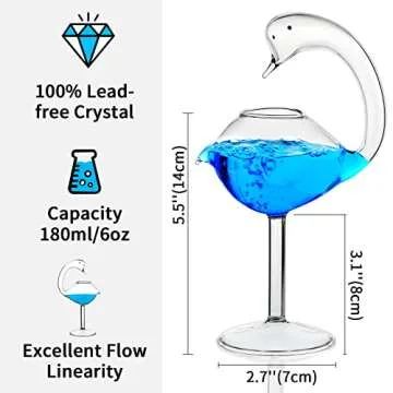 [Gift Set]-Swan Cocktail Glass 6 oz Creative Drinking Glasses Unique Wine Glasses Set of 2 Margarita...