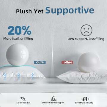 YSTHER Down Feather Throw Pillow Inserts 14x22 Set of 2 Firm Large Lumbar Pillows for Bed Decorative...