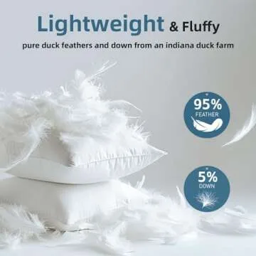 YSTHER Down Feather Throw Pillow Inserts 14x22 Set of 2 Firm Large Lumbar Pillows for Bed Decorative Couch Soft Pillows for Sleeping Indoor White Cotton Pillow Sofa Travel