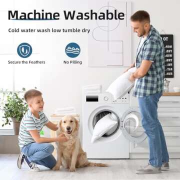 YSTHER Down Feather Throw Pillow Inserts 14x22 Set of 2 Firm Large Lumbar Pillows for Bed Decorative Couch Soft Pillows for Sleeping Indoor White Cotton Pillow Sofa Travel