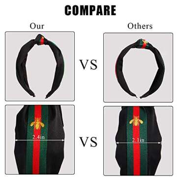 AIEBAO Pearl Headband (5PACK, Black+Navy+Green+Gold + Pink)