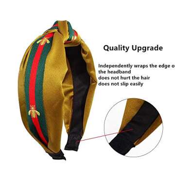 AIEBAO Pearl Headband (5PACK, Black+Navy+Green+Gold + Pink)