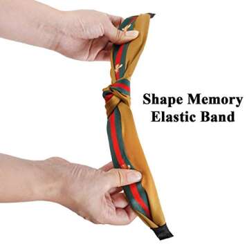 AIEBAO Pearl Headband (5PACK, Black+Navy+Green+Gold + Pink)