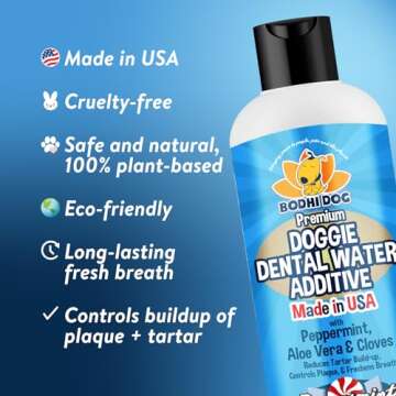 Bodhi Dog Peppermint Dental Dog Water Additive | Dental Water Additive for Dogs & Pets | Teeth, Breath & Healthy Gums | Freshens Breath & Reduces Tartar Build Up | Oral Care Cleaner- Made in USA, 17oz