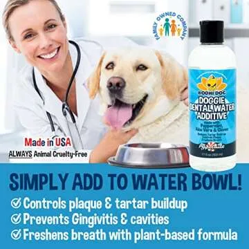 Bodhi Dog Peppermint Dental Dog Water Additive | Dental Water Additive for Dogs & Pets | Teeth, Breath & Healthy Gums | Freshens Breath & Reduces Tartar Build Up | Oral Care Cleaner- Made in USA, 17oz