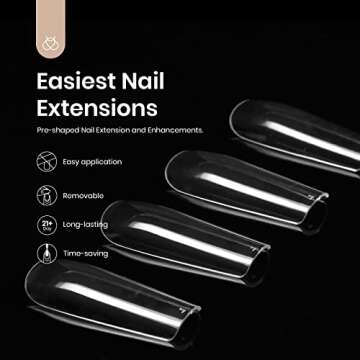 Beetles Gel Nail Kit Gel Nail Tips, 500Pcs Pre-shaped Long Square Gelly Tips Clear Press on Nail Tip...