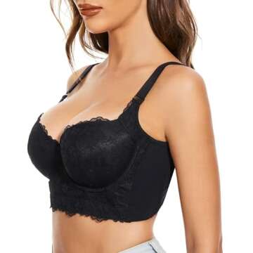 FallSweet Push Up Bras for Women Corset Top Bustier Padded Underwire Bra Add One Cup (Black-Lace,38C...