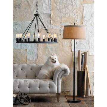 Franklin Iron Works Lacey Black Wagon Wheel LED Chandelier 28" Wide Rustic 12-Light Lighting for Din...