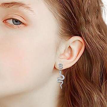 Snake Dangle Earrings for Women，T&S jewelry Snake Earrings, T&S Earrings Silver Outfit For Eras Music Lover Gift Singer Song Inspired Fans Gift (TS2 SNAKE EARRING)
