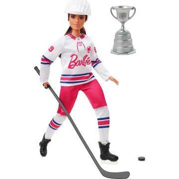 Barbie Hockey Player Fashion Doll - Curvy Shape, Brunette Hair, Sports Gear
