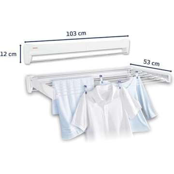Leifheit Telefix 100 Wall Mounted Drying Rack for Clothes