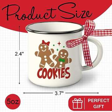 Paayna Christmas Gingerbread Man Mini Coffee Mug Set of 3, Xmas Cookies Oh Snap 5 oz Mini Coffee Cup...