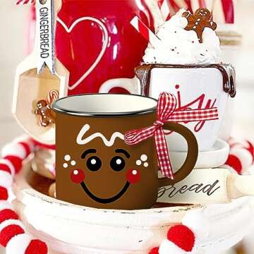 Paayna Christmas Gingerbread Man Mini Coffee Mug Set of 3, Xmas Cookies Oh Snap 5 oz Mini Coffee Cups for Tiered Tray Decor, Funny Winter Holiday Kitchen Coffee Bar Decorations Housewarming Gift