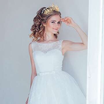 FASOTY Queen Crown Gold Tiaras and Crowns for Women Girls Crystal Princess Tiara Rhinestone Headband for Wedding Bridal Birthday Party Prom Halloween Christmas Costume Cosplay