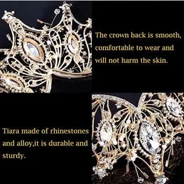 FASOTY Queen Crown Gold Tiaras and Crowns for Women Girls Crystal Princess Tiara Rhinestone Headband for Wedding Bridal Birthday Party Prom Halloween Christmas Costume Cosplay