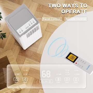 DENBIG 8,000 BTU Portable Air Conditioner, Portable AC Unit with Built-in Dehumidifier and Cooling Fan for Room up to 350 sq.ft., 24 Hour Timer & Remote Control & Window Mount Kit, White