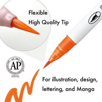 Kuretake Zig Clean Color Real Brush 60 colors set, Brush tip marker pens, for Professional and Artis...