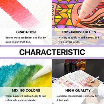 Kuretake Zig Clean Color Real Brush 60 colors set, Brush tip marker pens, for Professional and Artist, coloring, drawing, calligraphy, lettering, Made in Japan
