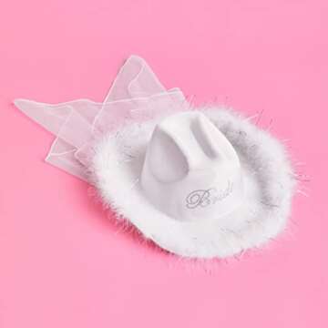 xo, Fetti Bride Cowgirl Hat with Veil for Bachelorette